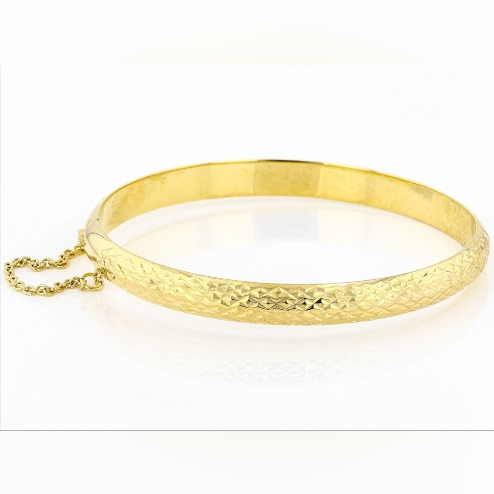 Classic 18k Gold over Sterling Silver Bangle! ✨️ Diamond Cut! 7.5" 2 Available!